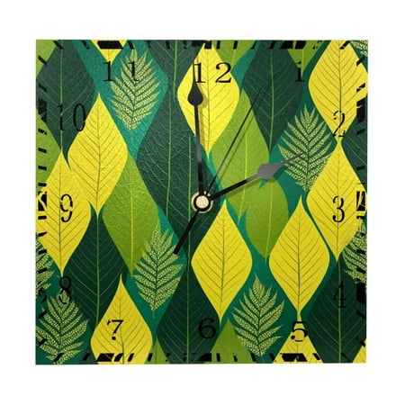 YZUOUZY Wall Decor for Bedroom,Outdoor Clock,Wood Square Wall Clocks,Plants Palm Tree Leaf