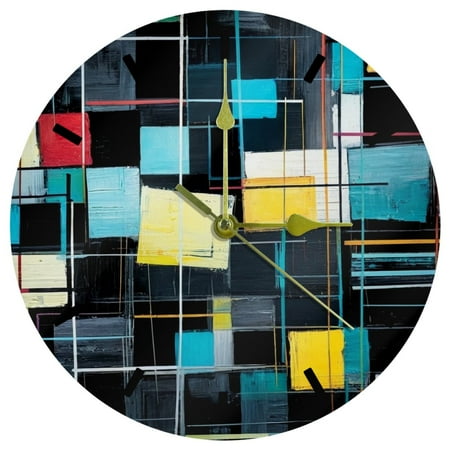 YZUOUZY Wall Decor,Large Wall Clock,Acrylic Wall Clocks,City Modern Art Abstract Art Graffiti