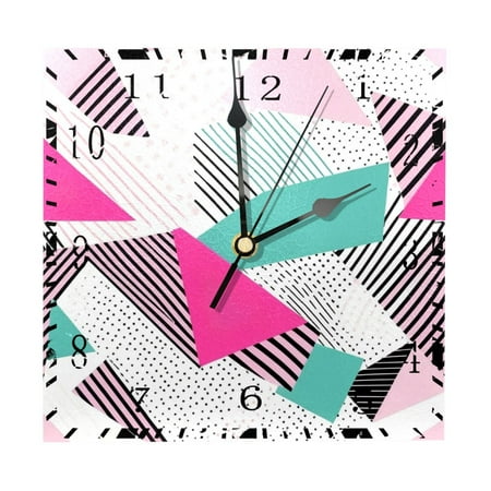 YZUOUZY Wall Decor,Large Wall Clock,Wood Square Wall Clocks Battery Operated,Abstract Flowers