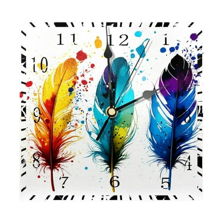 YZUOUZY Wall Decor,Large Wall Clock,Wood Square Wall Clocks Battery Operated,Sky Dog