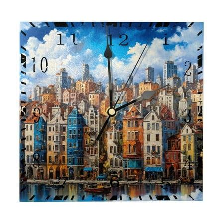 YZUOUZY Wall Decor,Large Wall Clock,Wood Square Wall Clocks,Cloud Sky Cloud