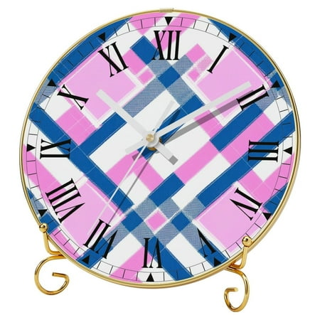 YZUOUZY Wall Decor Living Room,Clock,Tempered Glass Wall Clocks,Color Palette Pastel Pink White Blue