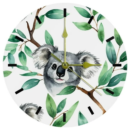 YZUOUZY Wall Decor,Outdoor Clock,Acrylic Clocks for Living Room,Wildlife Watercolor Animal Koala