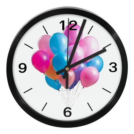 YZUOUZY Wall Decor,Outdoor Clock,PP Plastic Wall Clocks,Air Balloons Pink Blue Purple Red