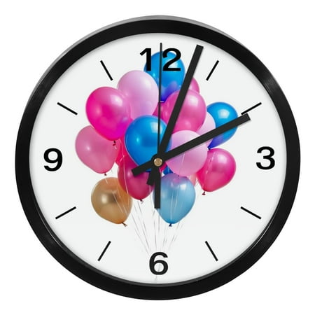 YZUOUZY Wall Decor,Wall Clock,PP Plastic Wall Clocks,Air Balloons Pink Blue Red Purple