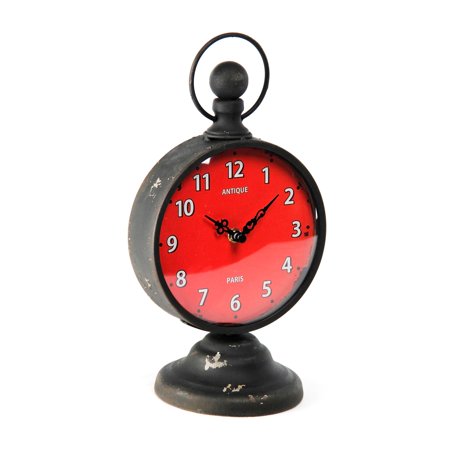 Zentique 11.5 Black and Red Distressed Finish Lan Desk Clock