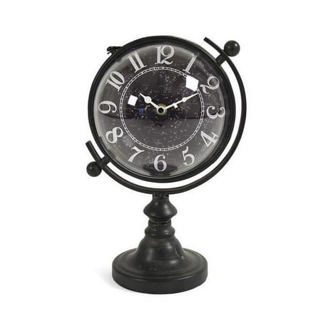 Zentique PC083 7.25 x 11.75 x 6.75 in. Iron Clock, Black, White