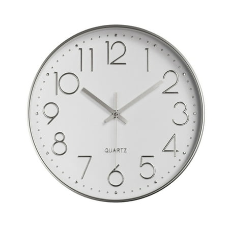 Zmlmlly Portable Handle Silent Wall Clock Embossed Scale Round Dial Accurate Timekeeper Quartz