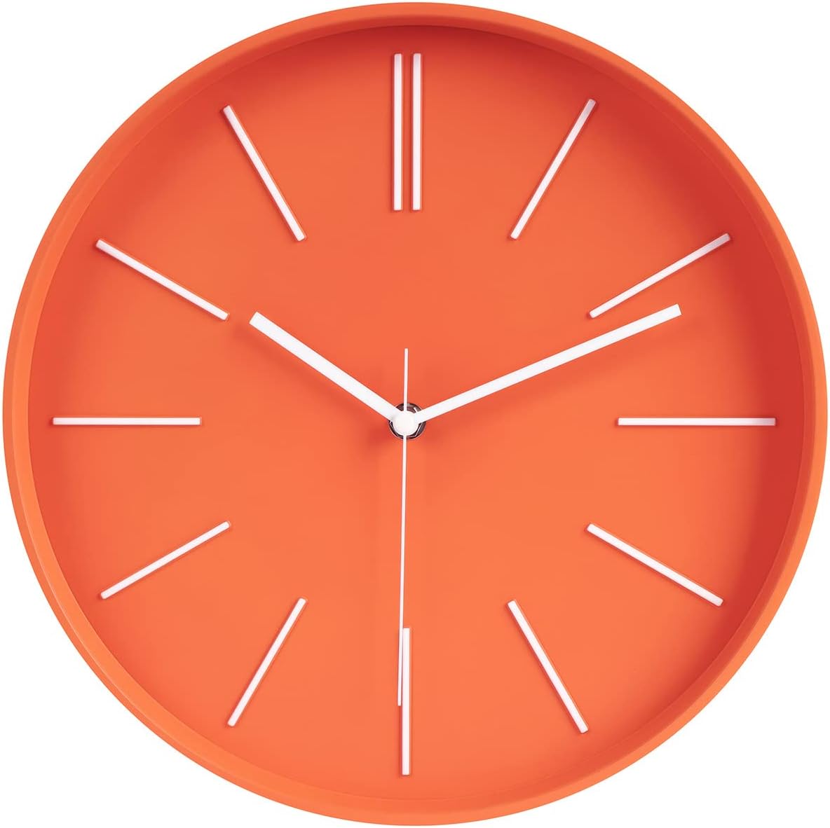 zyzamay Modern Wall Clock,12 Inch Round Bright Colorful 3D Wall Clocks,Easy to Read,Silent Non Ticking Quartz Battery Operated for Kitchen,Living Room,Bedroom,Family Room,Dining Room(Orange)