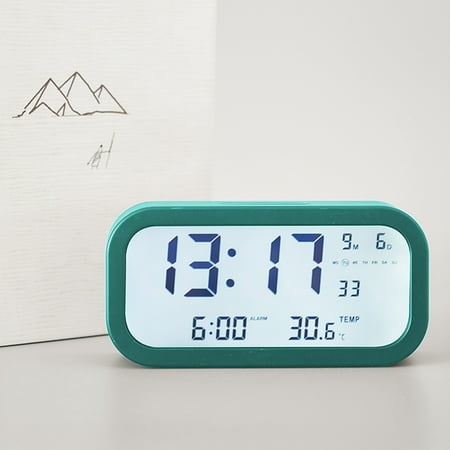 ZZkhGo Digital Clocks for Bedrooms Table Clock Scandinavian Style 170 ° Wide Angle Display LCD Screen Electronic Clock, Alarm Clock Week Date Temperature Display With Luminous (Battery Models)