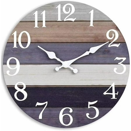 10 Inch Silent Non-Ticking Wooden Decorative Round Wall Clock Quality Quartz Battery Operated Wall Clocks Vintage Rustic Country Tuscan Style Wooden Home Decor Round Wall Clock(10)