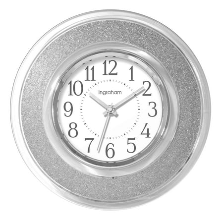 12 Clear and Silver Glitter Analog QA Wall Clock with Modern Design