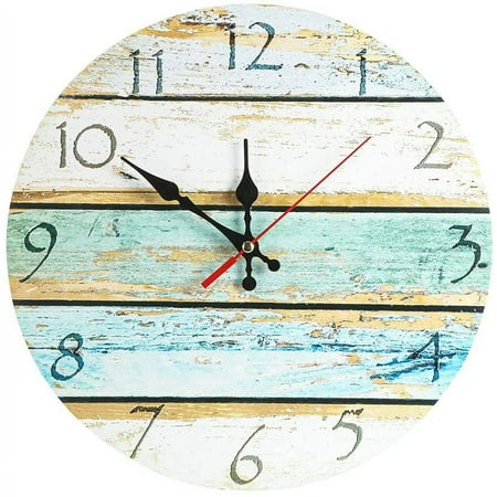 12 Inch Silent Vintage Design Wooden Round Wall Clock (Coast Road)