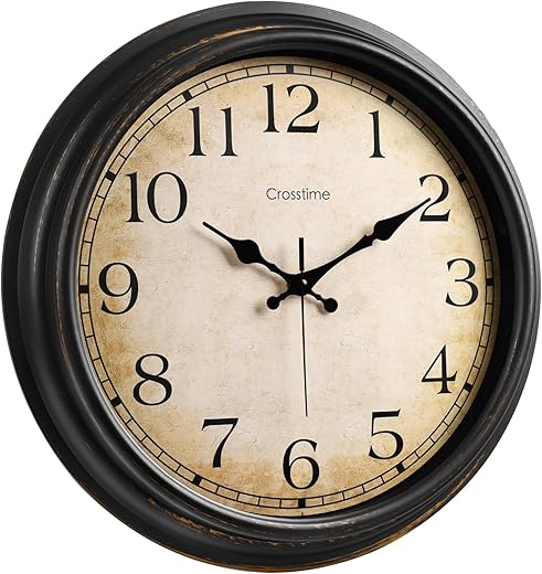 16 Inch Retro Large Wall Clock for Living Room Decor,Battery Operated Silent Non-Ticking Classic Clocks for Kitchen Bedroom Home Office,Vintage Bronze