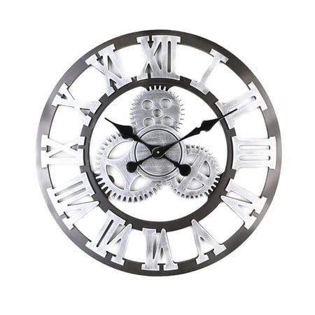 30 Cm Digital Wall Clock 3d Bar Office Silent Gear for Home Roman Numeral Number