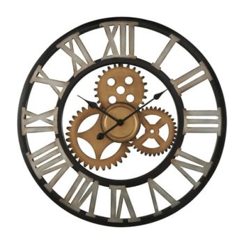 DecMode 30 Brown Metal Gear Wall Clock