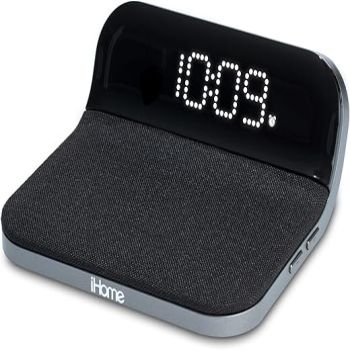 iHome Wireless Charger with Alarm Clock and USB Charger, Compact Digital Alarm Clock for Bedroom, Home Office, or Dorm (iW18)