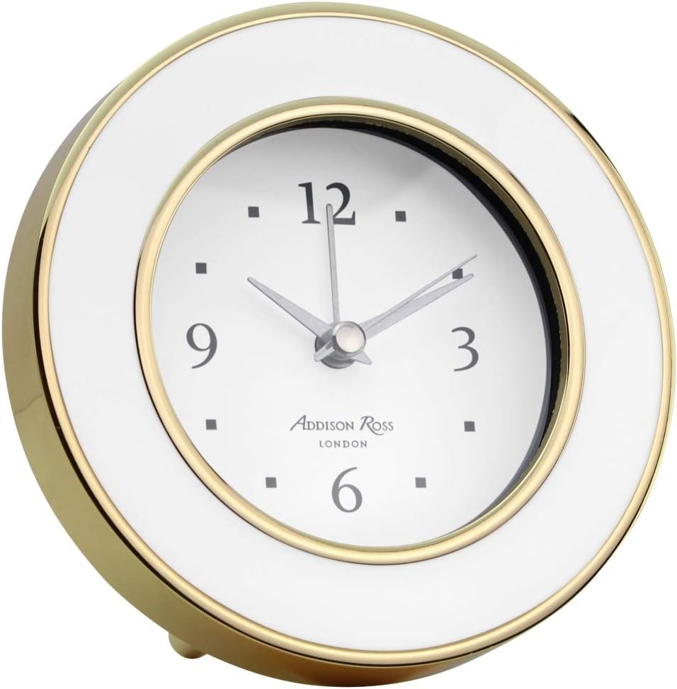 Addison Ross White & Gold Plated Silent Alarm Clock