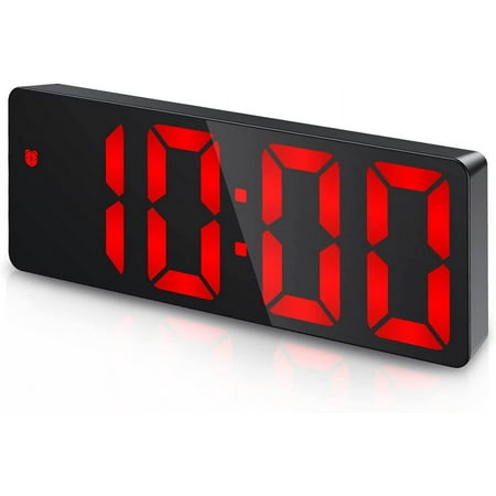 Alarm Clock, AMIR Digital Clock for Bedroom LED Clock with Temperature Display Voice Control Alarm Clock for Kids Home Office Red