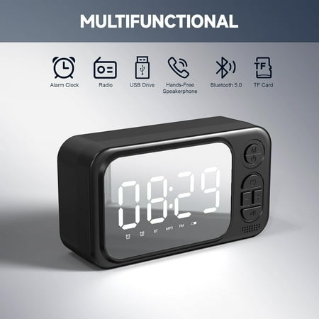 Alarm Clock Compatible With Android & Ios, Audio Timepiece With Dual Alarm, Sd & Us[1138]