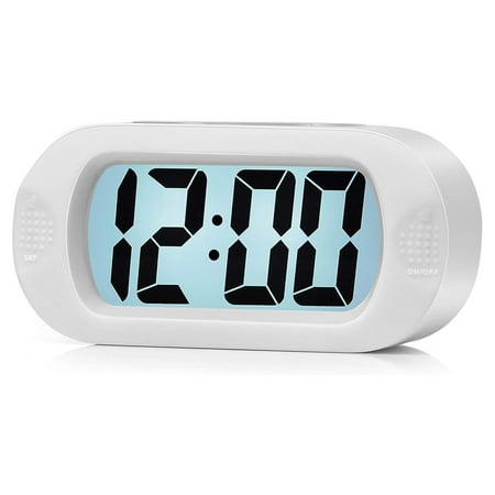 Alarm Clock Large Digital Lcd Travel Alarm Clocks With Snooze And Night Light,White