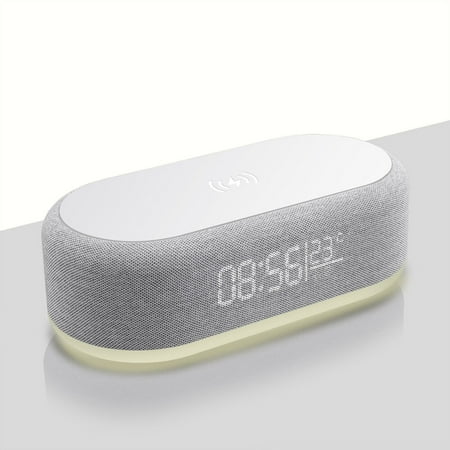 Alarm Clock Wireless Charger Dock Charging Station With Night Light Thermometer