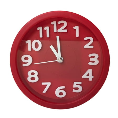 Analog Alarm Clock Non-Ticking, Silent Travel Clock Vintage Alarm Clock Bedside/Desk Clock Battery Operated Round Bedroom/Bathroom Clock - red