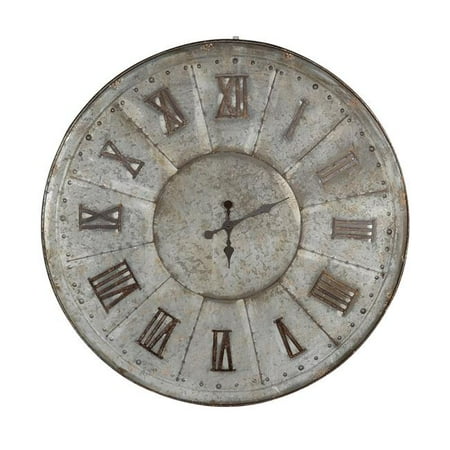 Benjara 39 in. Vas Round Clock, Oversized Vintage Style - Matted Bronze Tin Tone