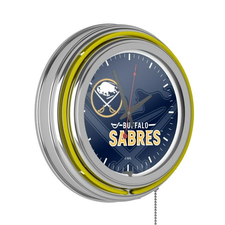 Buffalo Sabres Watermark Retro Neon Analog Wall Clock with Pull Chain