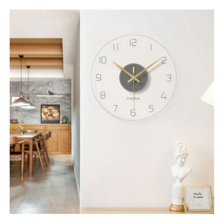 ChicCrest 30CM Ultra-thin Round Wall Clock Tempered Glass Clear Wall Clock For Hallway