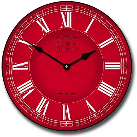 Classic Red Wall Clock | Beautiful Color, Silent Mechanism, Made in USA