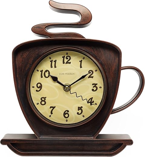 Coffee Cappuccino Cup 10 Inch Quality Quartz Battery Operated 3-D Easy to Read Home/Office/Kitchen/Classroom/School Clock Classic Movement