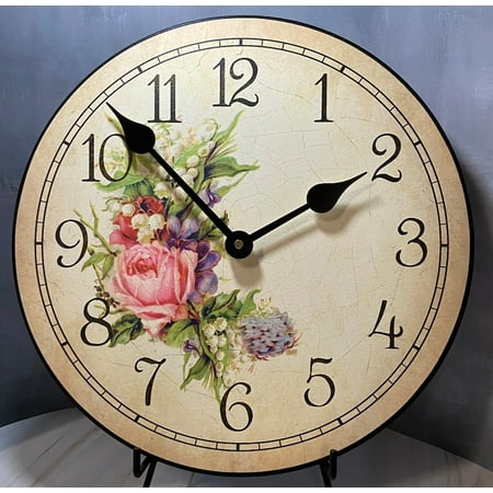 Country Floral Wall Clock | Beautiful Color, Silent Mechanism, Made in USA