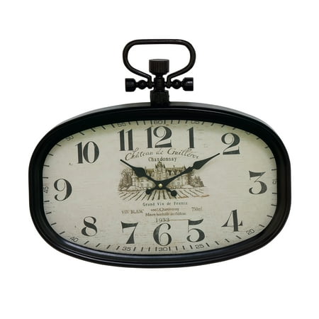 DecMode 18 x 16 White Metal Pocket Watch Style Wall Clock