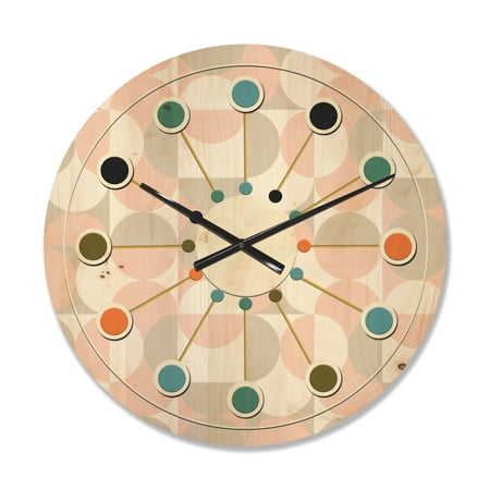 Designart 'Circular Retro Pattern III' Mid-Century Modern Wood Wall Clock