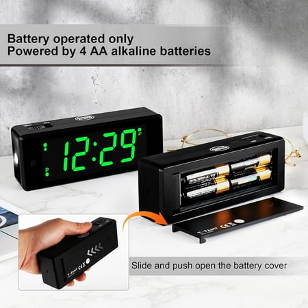 Digital Alarm Clock Battery Operated With Hybrid Led/Lcd Time Display, Night Visiab[1367]