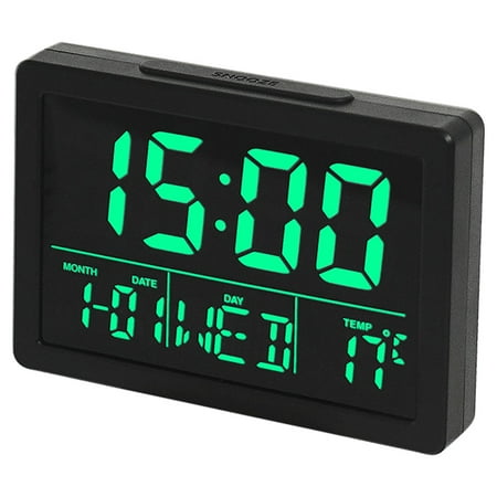 Digital Alarm Clock Bedside Loud Alarm Travel Clocks Snooze Night Light Lcd Display Battery Operated Date Temperature Smart Clock (Black) - Type:Style3