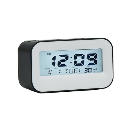 Digital Alarm Clock, LCD Digit Backlit Display, Sunrise Alarm Clocks with Temperature, Snooze Function, Perpetual Calendar Alarm Clock,Date, Sunday, 12/24hr