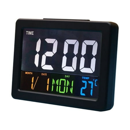 Digital Alarm Clock, LCD Large Screen Desktop Clock Time Date Temperature Display Decorative Wake-up Light Clock for Bedroom Office