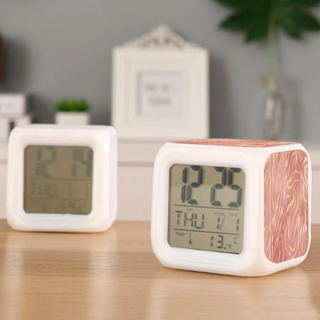 Digital Alarm Clock,Tiger Animal Skin Print 7 Color Change Led Digital Alarm Clock [3474]