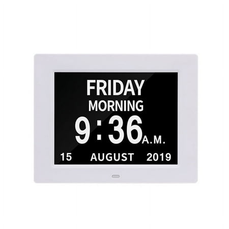 Digital Clock with Daylight Saving and Night Dimming 12 Alarm clocks Wall and Desk Clocks for the Elderly Visually Impaired Memory Loss Calendar Clock (8 inches)