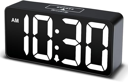 DreamSky Small Digital Alarm Clock for Bederoom, Large Big Numbers Display with Brightness Dimmer, Electric Bedside Desk Clock with USB Charging Port, Adjustable Alarm Volume, 12/24H, Snooze