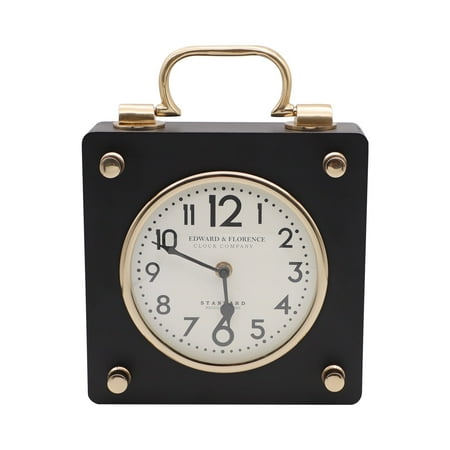 European Vintage Digital Display Tabletop Alarm Clock, Brass Solid Wood, Home Decor Desktop Ornament