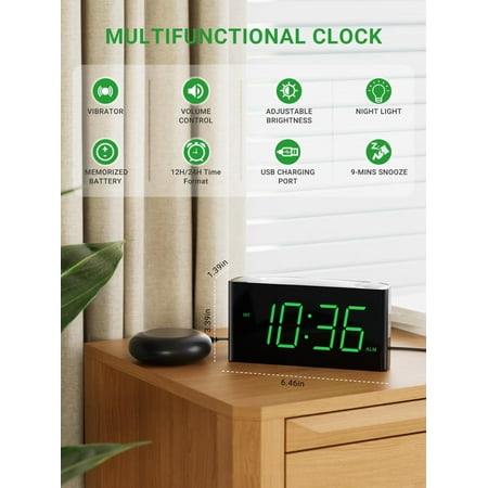 Extra Loud Vibrating Alarm Clock With Bed Shaker For Heavy Sleeper Deaf Hard Of Hea[409]