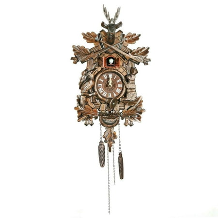 FETCOI Cuckoo Wall Clock Vintage German Black Forest Wooden Weight Driven Hunter Clock