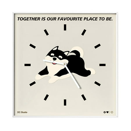 Frameless Clocks Square Digital Quiet Quartz Clock Movement Puppy Pattern Clock Funny Wall Decoration Clock for Living Room 30x30cm