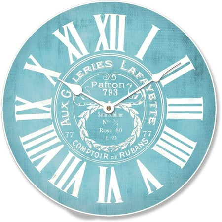 Galeries Lafayette Blue Wall Clock | Beautiful Color, Silent Mechanism, Made in USA