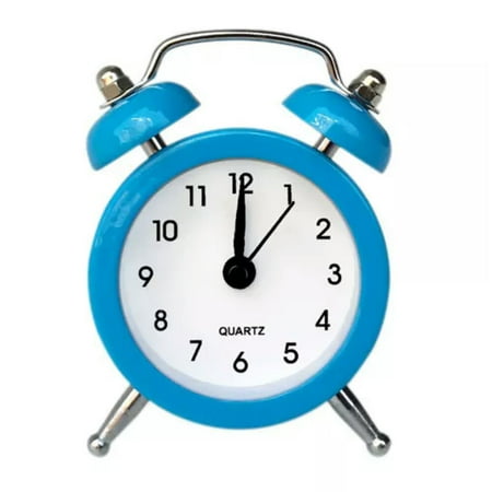 GLZMDL1 Mini Metal Twin Bell Alarm Clock Loud Clocks Bedside Analogue Table-5cm/1.97-Blue