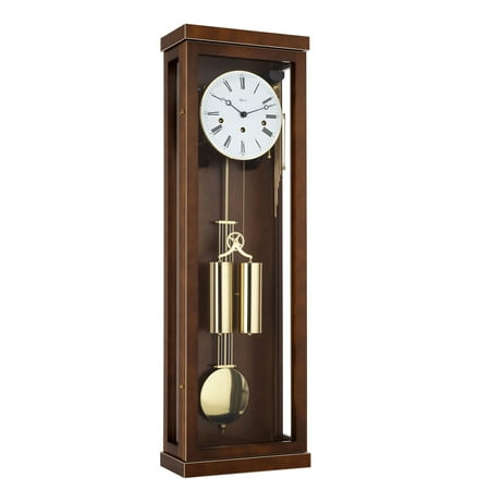 Hermle 34 Walnut Brown and White Rectangular Regulator Pendulum Wall Clock