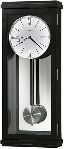 Howard Miller KimBoon Wall Clock II 549-500 – Black Satin with Quartz, Triple-Chime Movement